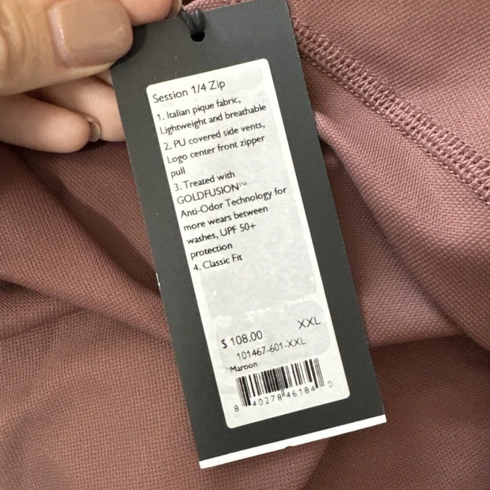 RHONE Session 1/4 Zip NWT XXL Maroon